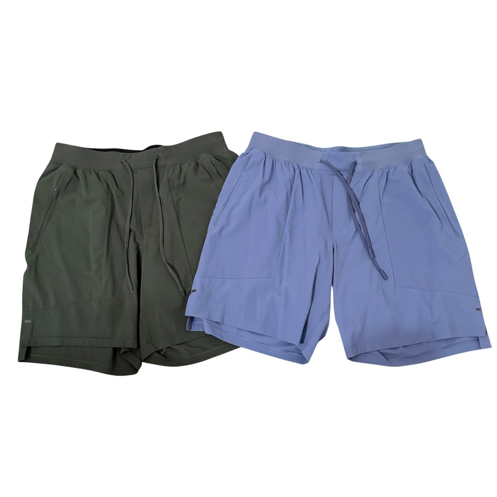 Bundle of 2 Lululemon License To Train Shorts M 7.5" Inseam Green Blue Gym